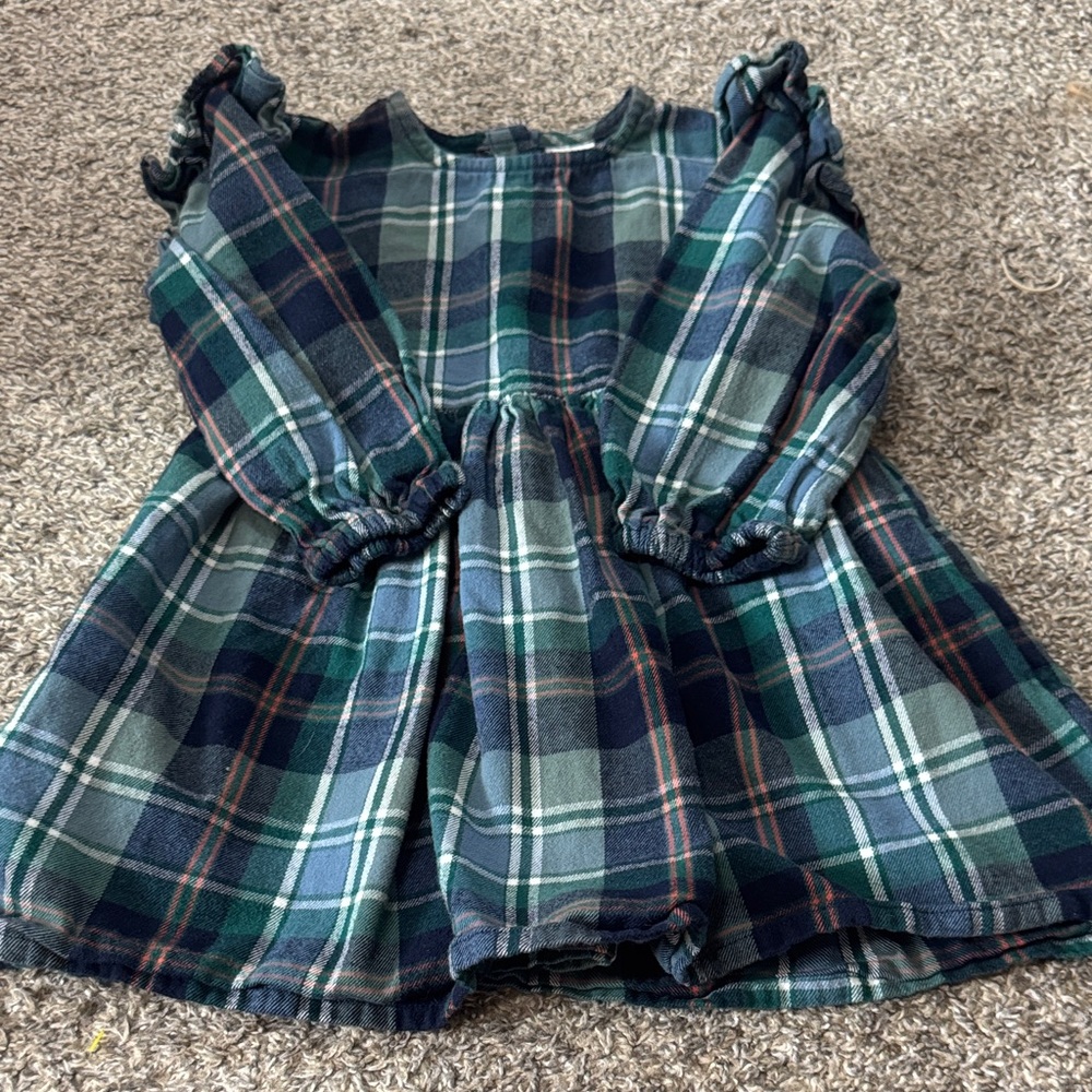 Next Cotton Plaid Long Sleeve Dress